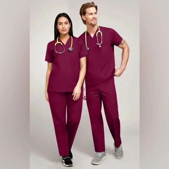 All Heart Unisex V-Neck Scrub Top size Small - Picture 5 of 6